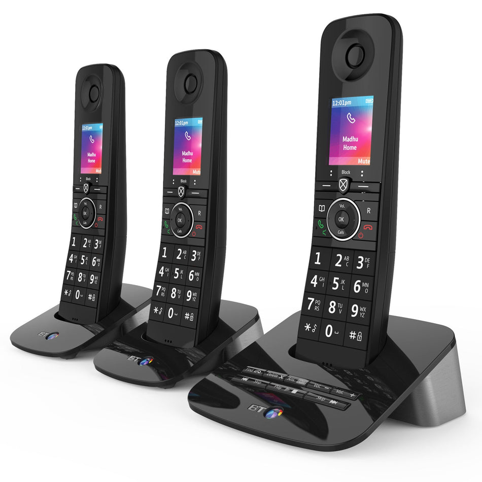 BT Premium Cordless Phone with Advanced Nuisance Call Blocker, Trio Handset Landline Phones BT