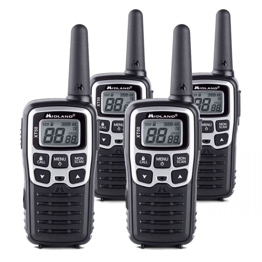 Midland XT50 Quad Pack Walkie Talkies Two Way Radios Midland