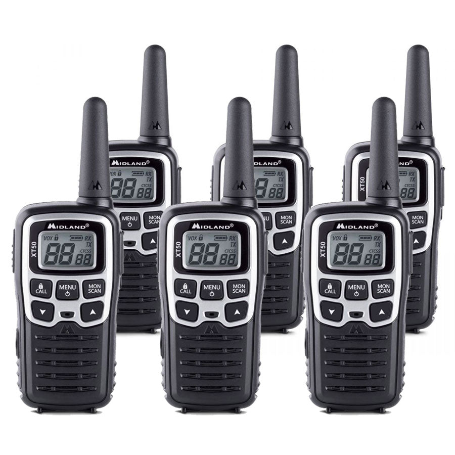 Midland XT50 Six Pack Walkie Talkies Two Way Radios Midland