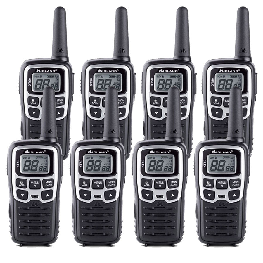 Midland XT50 Eight Pack Walkie Talkies Two Way Radios Midland