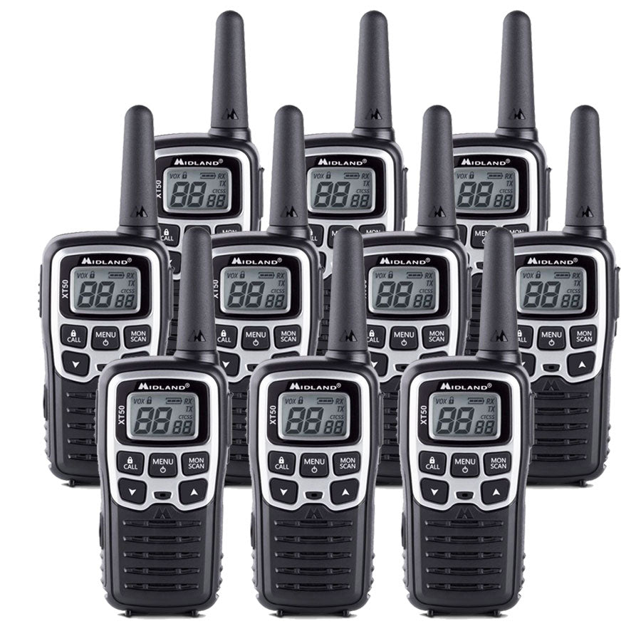Midland XT50 Ten Pack Walkie Talkies Two Way Radios Midland