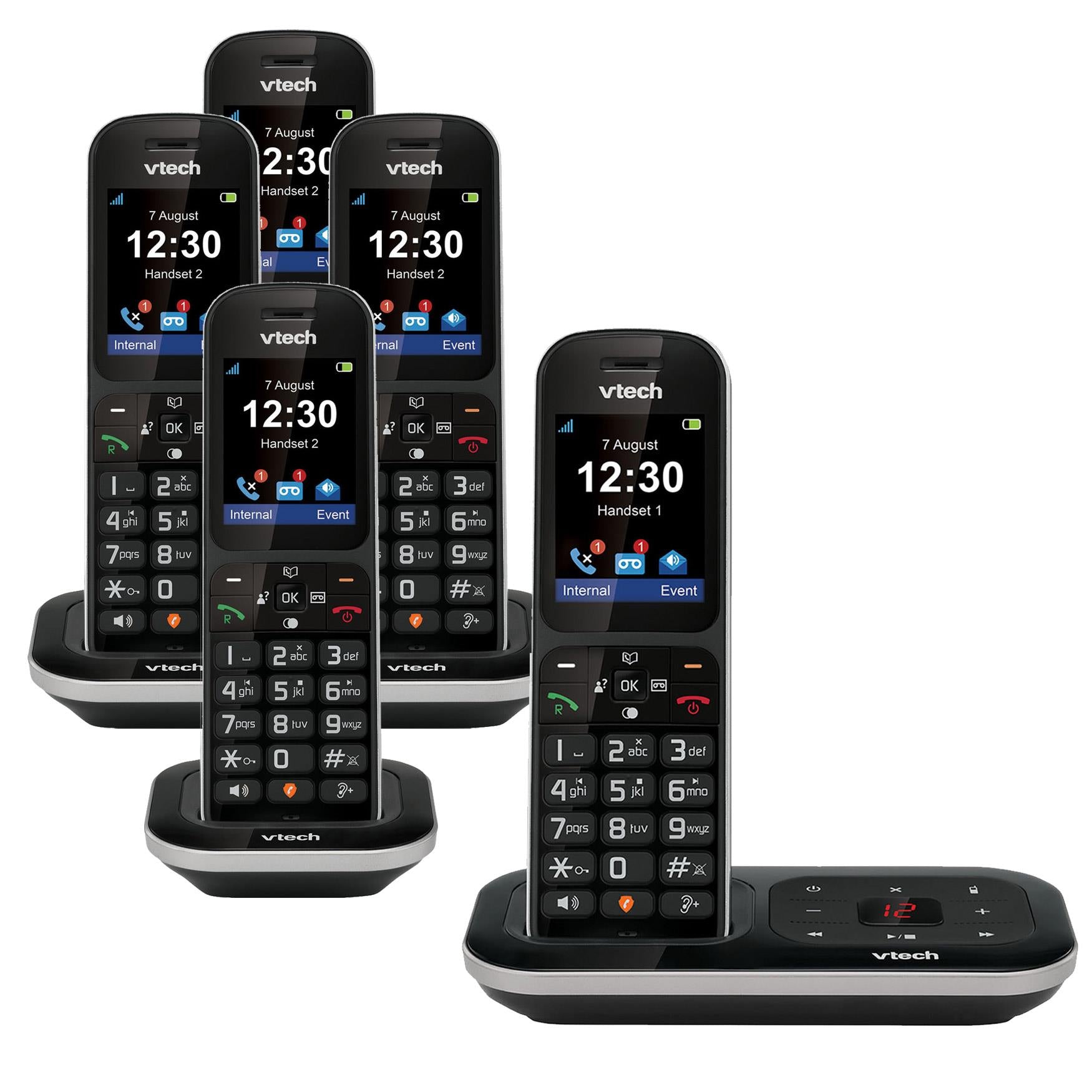 VTech PS1354 Cordless Phone with Answering Machine, Five Handset Landline Phones VTech