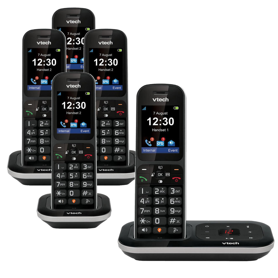 VTech PS1354 Cordless Phone with Answering Machine, Five Handset Landline Phones VTech