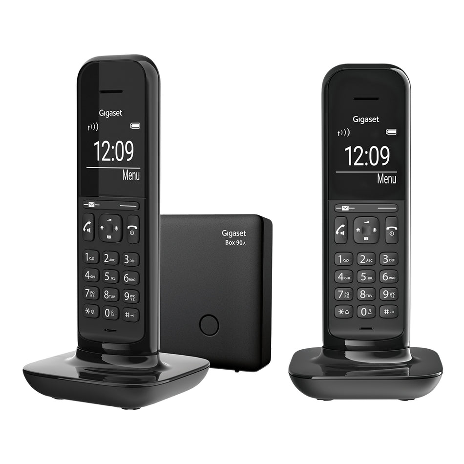 Gigaset Hello Designer Cordless Phone - Black, Twin Handset with Answer Machine Landline Phones Gigaset