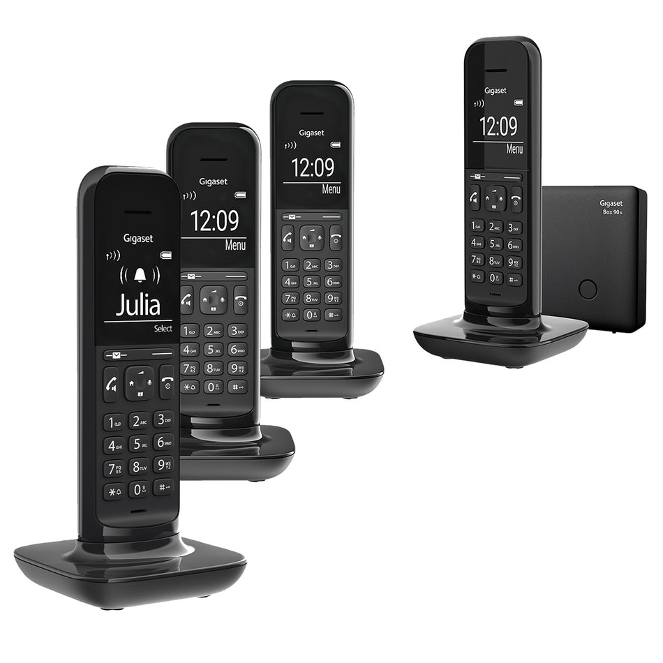 Gigaset Hello Designer Cordless Phone - Black, Quad Handset with Answer Machine Landline Phones Gigaset