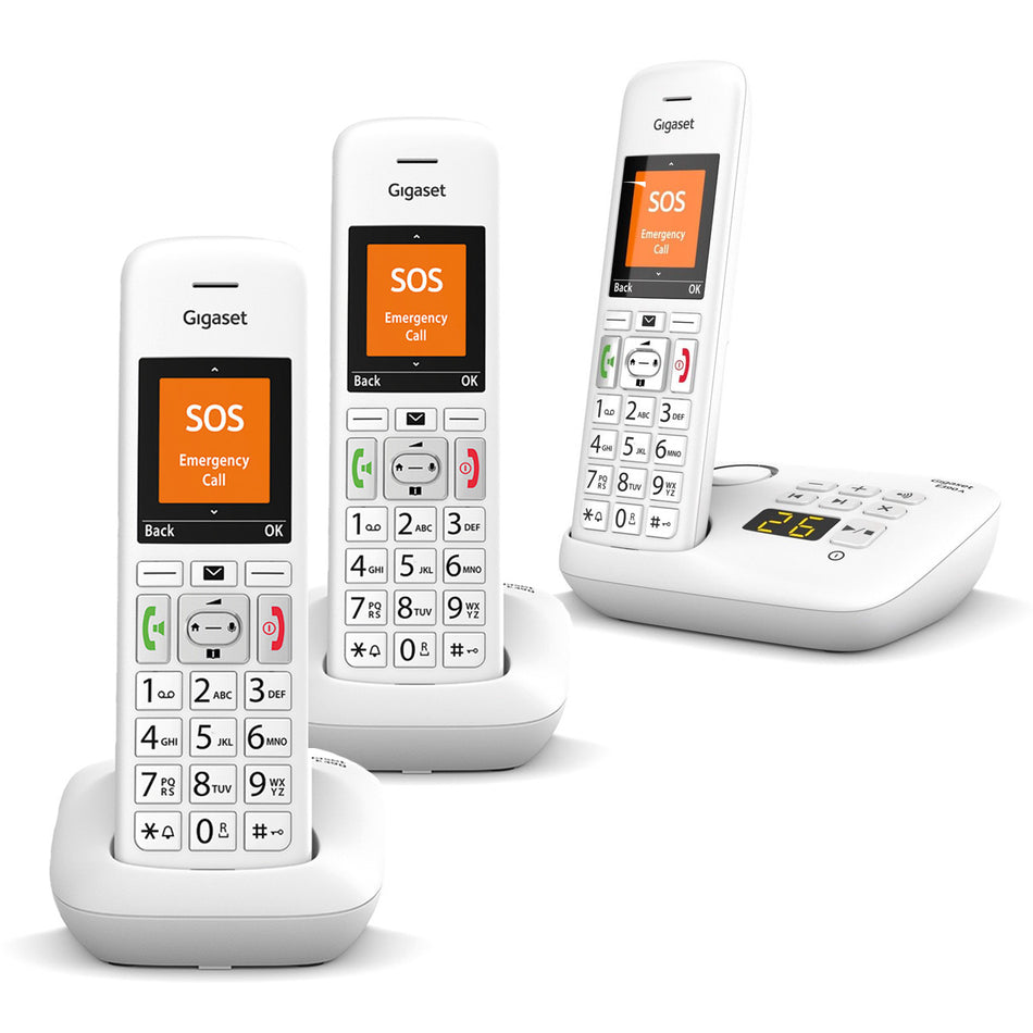 Gigaset Premium E390A Cordless Phone, Trio Handset with Big Buttons Landline Phones Gigaset