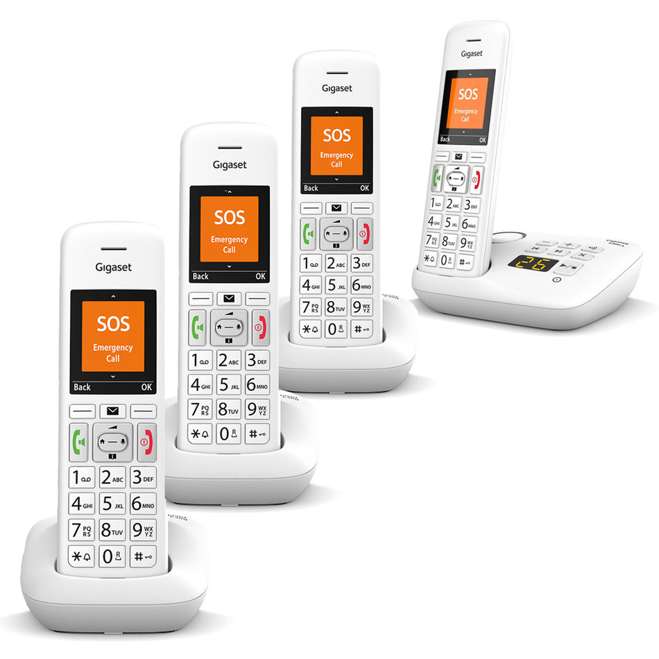 Gigaset Premium E390A Cordless Phone, Quad Handset with Big Buttons Landline Phones Gigaset