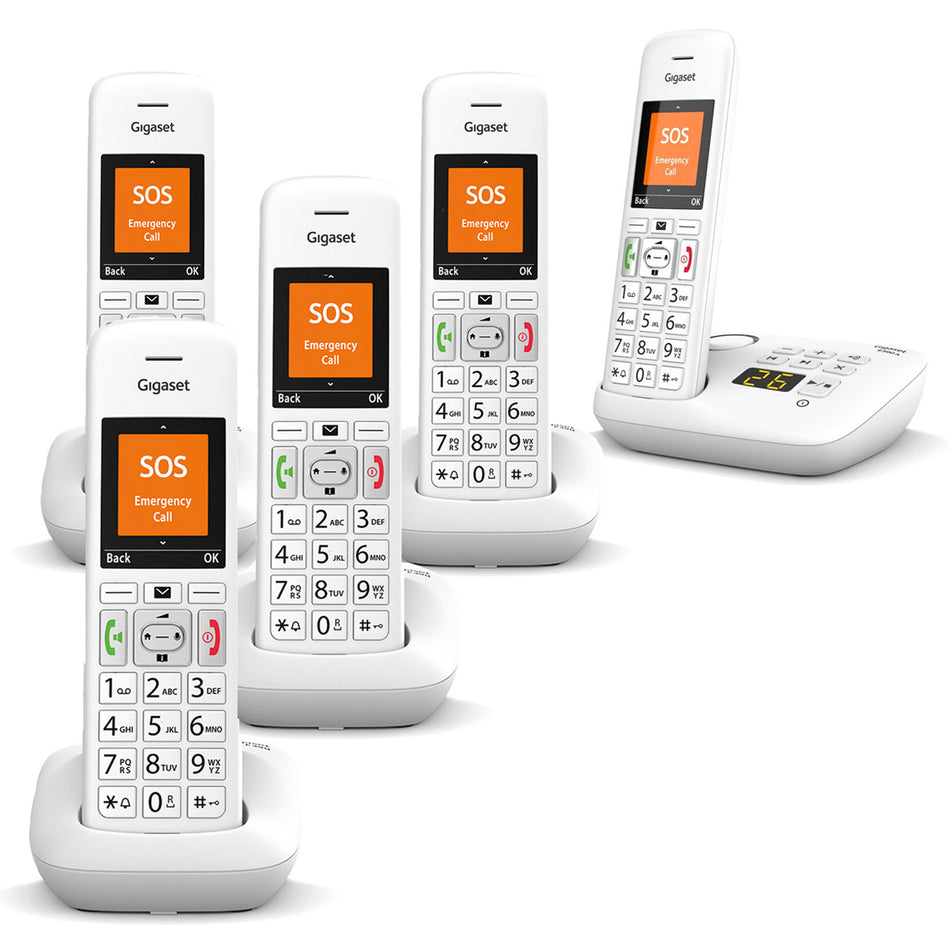 Gigaset Premium E390A Cordless Phone, Five Handsets with Big Buttons Landline Phones Gigaset
