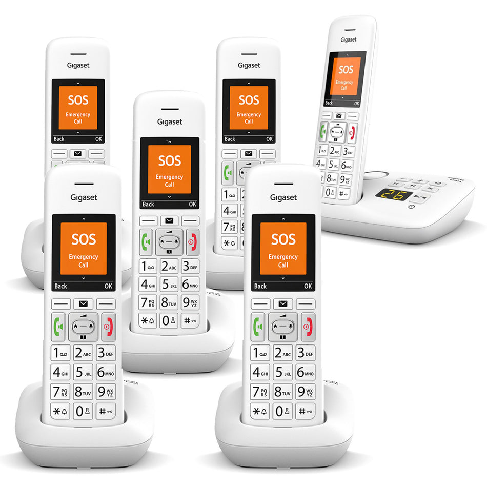 Gigaset Premium E390A Cordless Phone, Six Handsets with Big Buttons Landline Phones Gigaset