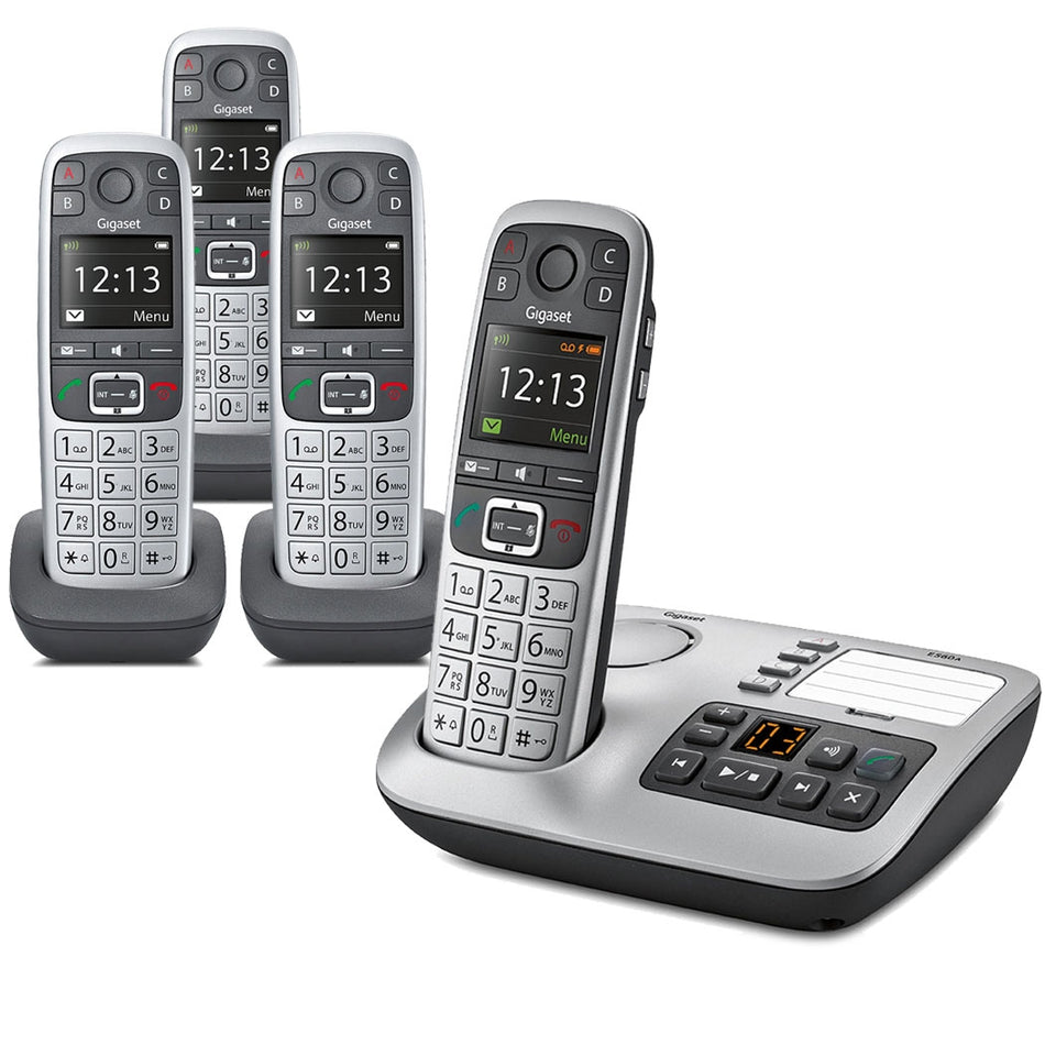 Gigaset E560A Cordless Phone, Quad Handset with Big Buttons Landline Phones Gigaset
