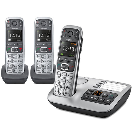 Gigaset E560A Cordless Phone, Trio Handset with Big Buttons Landline Phones Gigaset