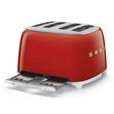 Smeg 50s Retro-Style 4 Slice Toaster in Red Toasters Smeg