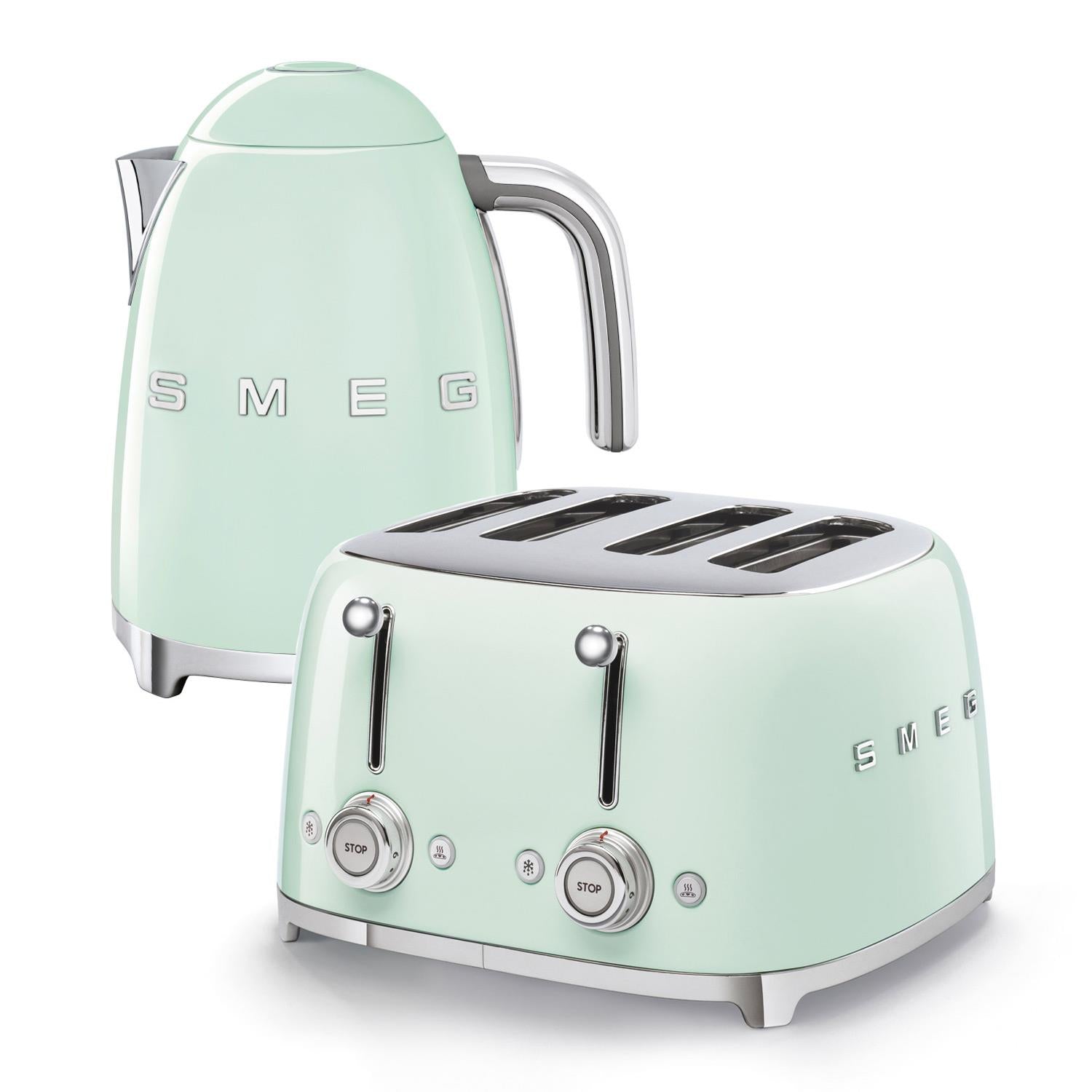 Smeg 4-Slice Toaster KLF03 Kettle Set in Pastel Green –