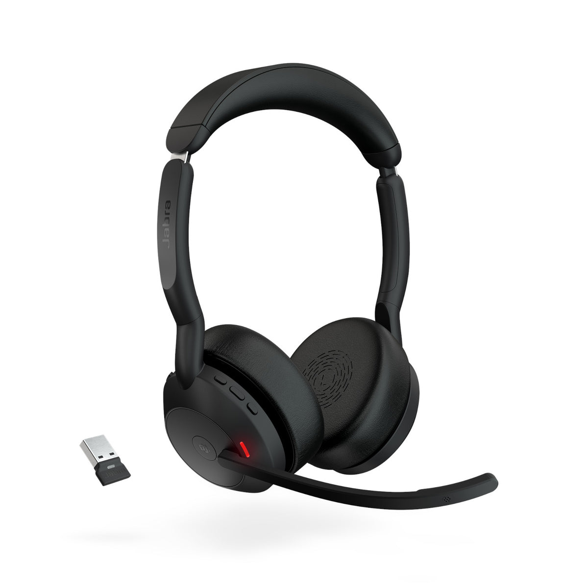 Jabra Evolve2 55 USB-A MS Stereo Wireless headset in Black with Jabra Link 380 Wireless Headsets Jabra