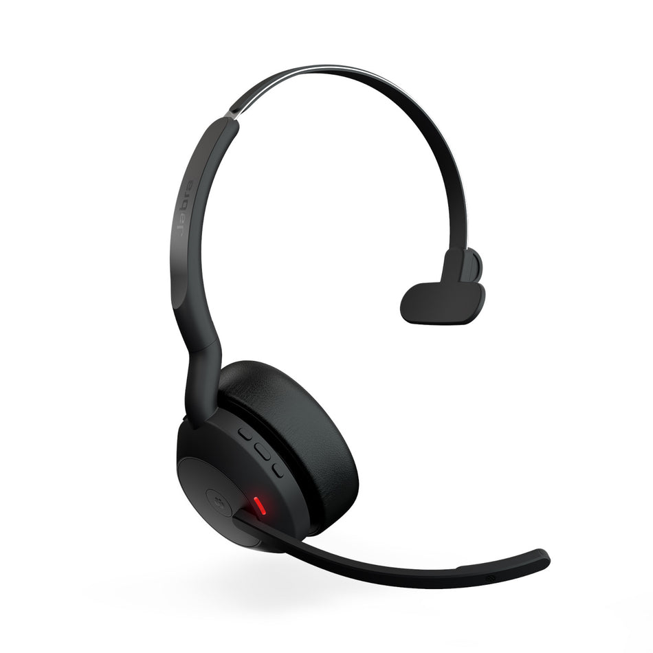Jabra Evolve2 55 USB-A MS Mono Wireless headset in Black with Jabra Link 380 Wireless Headsets Jabra