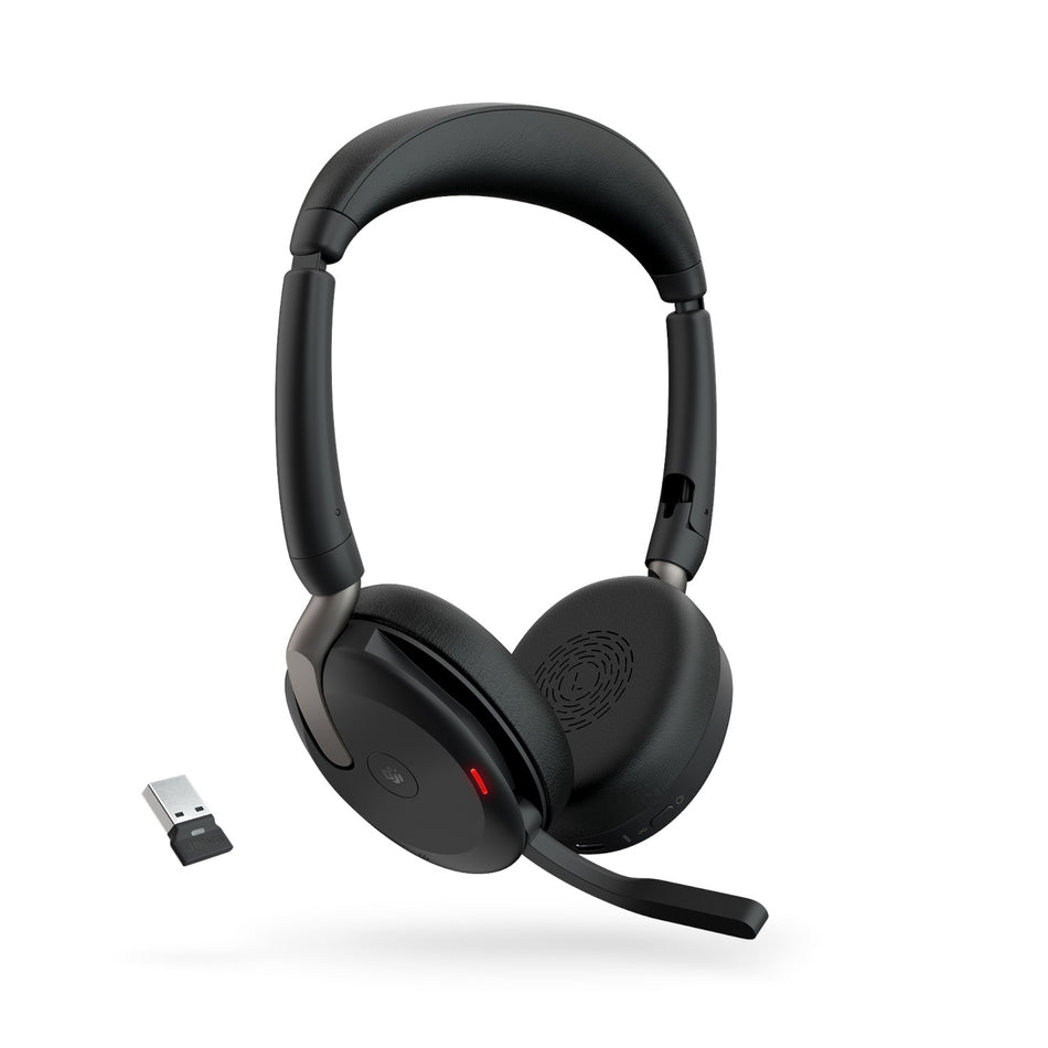 Jabra Evolve2 65 Flex USB-A UC Stereo Wireless Headset in Black with Jabra Link380 Wireless Headsets Jabra