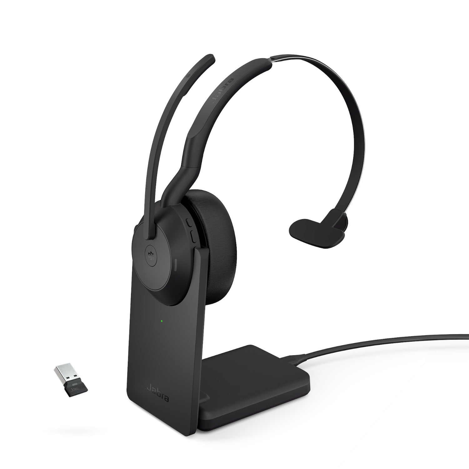 Jabra Evolve2 55 USB-A MS Mono Wireless headset in Black with Charging Stand Wireless Headsets Jabra