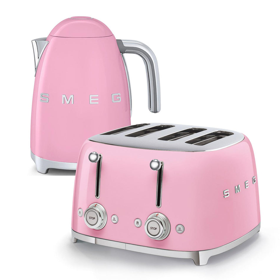 Smeg 4-Slice Toaster & KLF03 Kettle Set in Pink