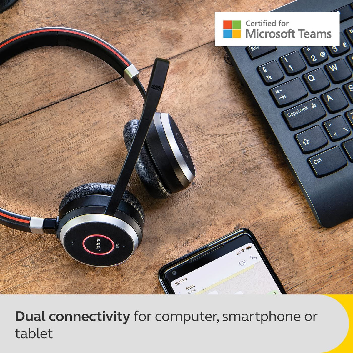 Jabra Evolve 65 SE MS Stereo Corded Headset with Charging Stand Wireless Headsets Jabra