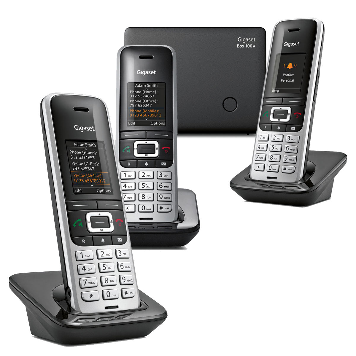 Gigaset Premium 100A Cordless Phone, Trio Handset Landline Phones Gigaset