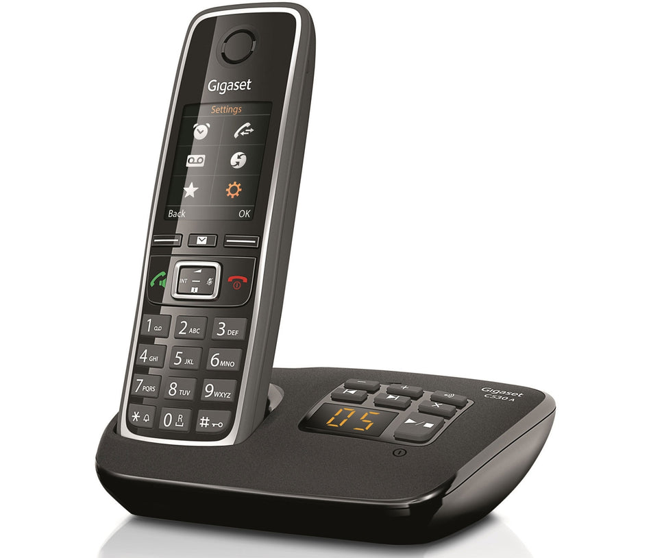 Siemens Gigaset C530A Cordless Phone, Single Handset with Answer Machine Landline Phones Gigaset