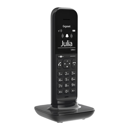 Gigaset Hello Phone Designer Cordless Phone - Black, Single Handset with Answer Machine Landline Phones Gigaset