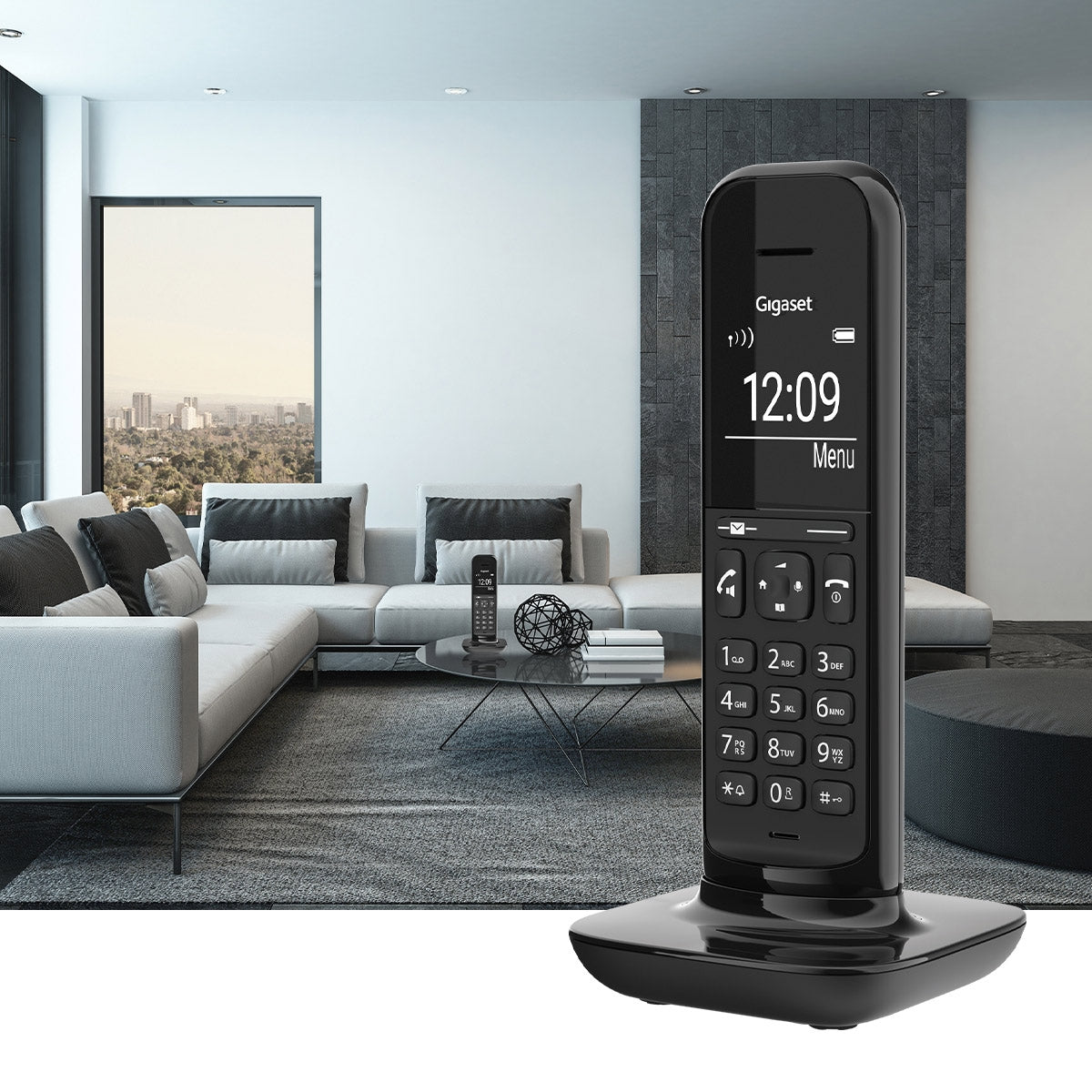 Gigaset Hello Phone Designer Cordless Phone - Black, Single Handset with Answer Machine Landline Phones Gigaset