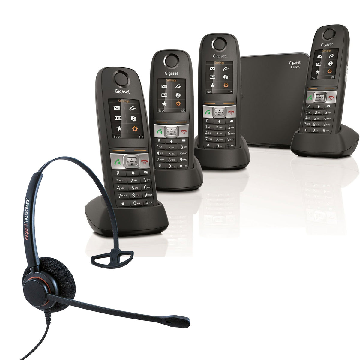 Siemens Gigaset E630A Quad Cordless Phones with Corded Headset Landline Phones Gigaset