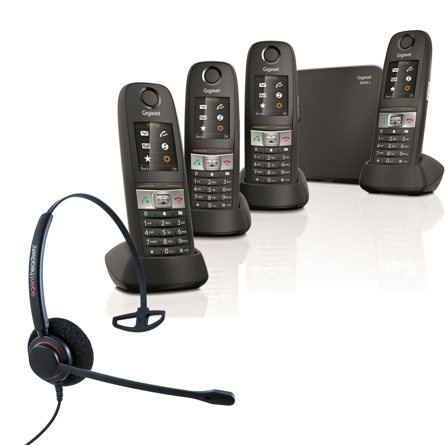 Siemens Gigaset E630A Quad Cordless Phones with Corded Headset Landline Phones Gigaset