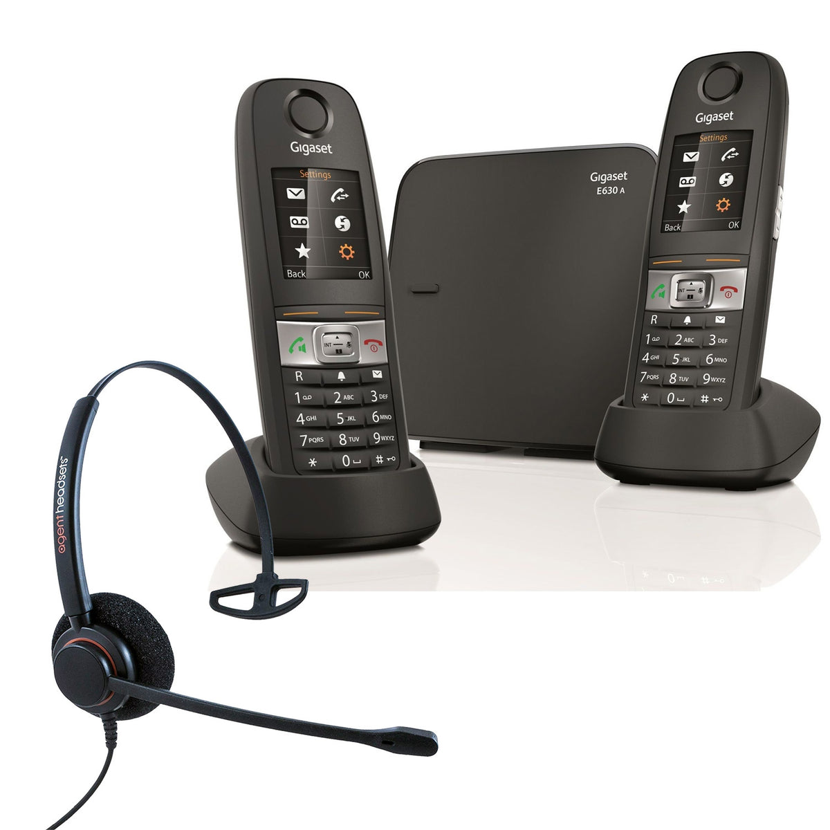 Siemens Gigaset E630A Twin Cordless Phones with Corded Headset Landline Phones Gigaset