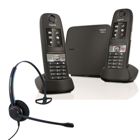 Siemens Gigaset E630A Twin Cordless Phones with Corded Headset Landline Phones Gigaset