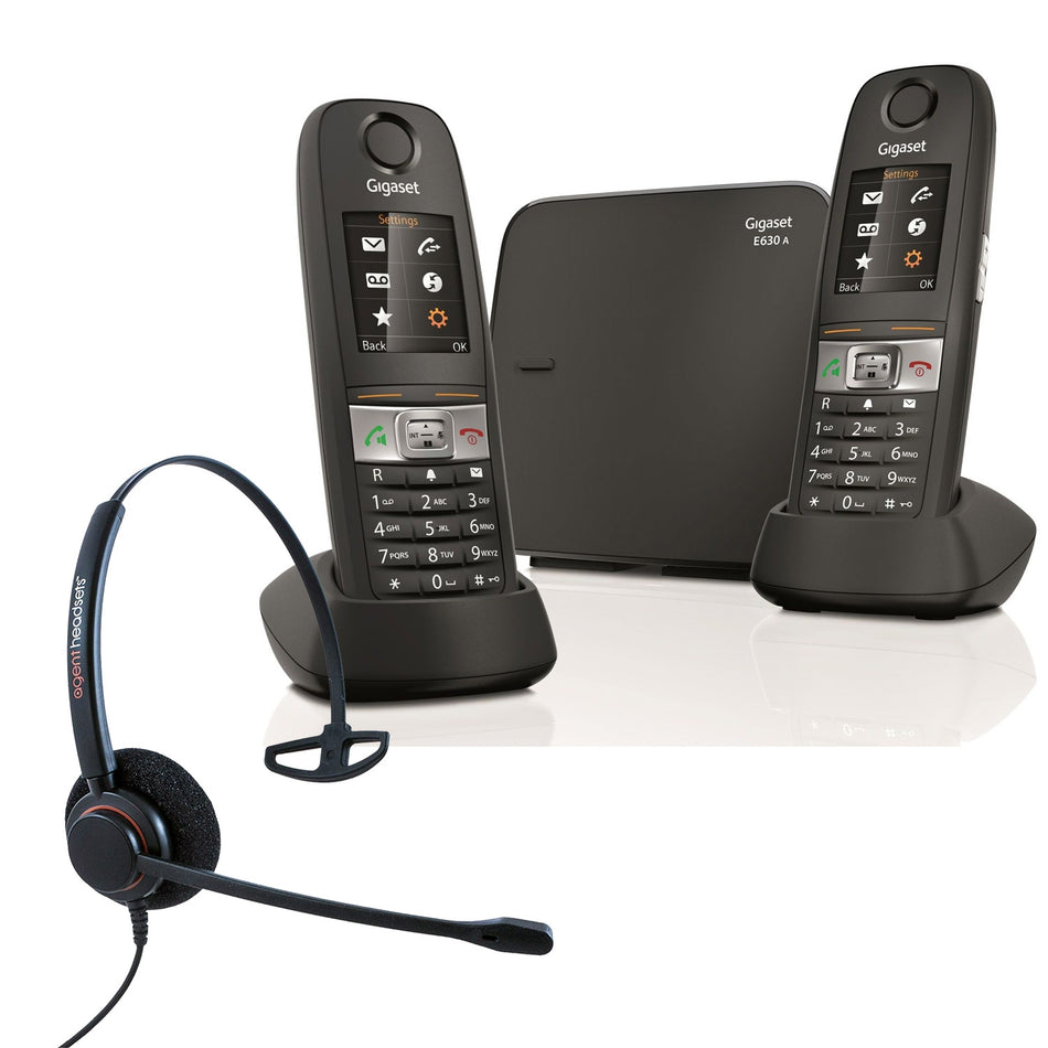 Siemens Gigaset E630A Twin Cordless Phones with Corded Headset Landline Phones Gigaset