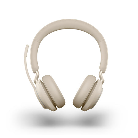 Jabra Evolve2 65 USB-C MS Stereo Wireless Headset in Beige with Jabra Link380 Wireless Headsets Jabra