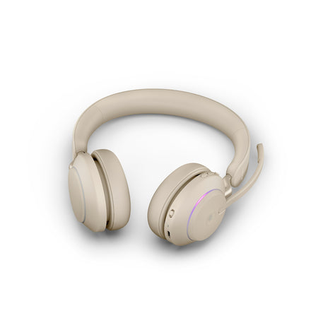 Jabra Evolve2 65 USB-C MS Stereo Wireless Headset in Beige with Jabra Link380 Wireless Headsets Jabra