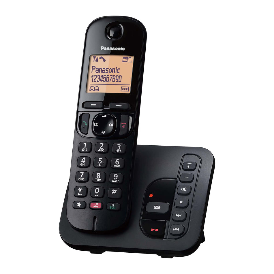 Panasonic KX-TGC260EB Cordless Phone, Single Handset with Answering Machine Landline Phones Panasonic