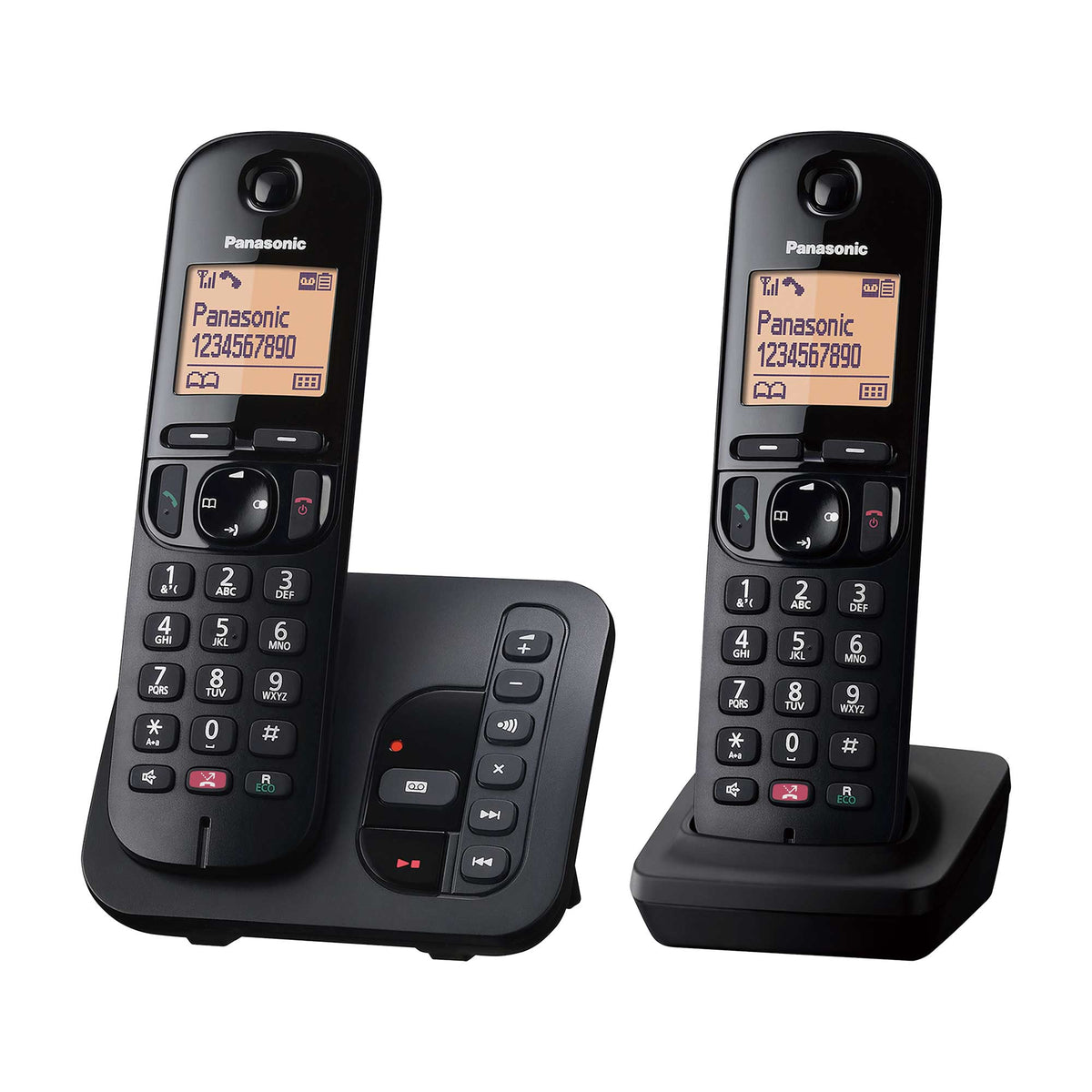 Panasonic KX-TGC262EB Cordless Phone, Twin Handset with Answering Machine Landline Phones Panasonic