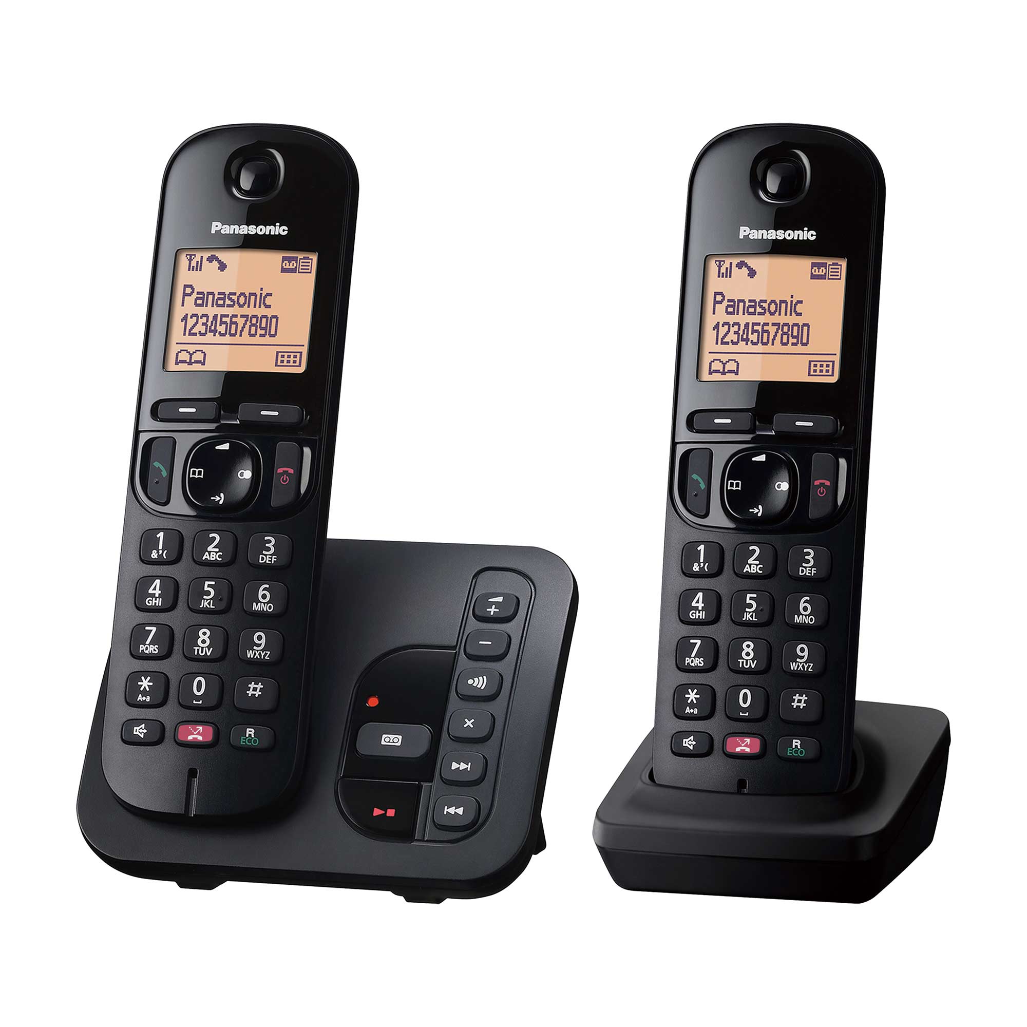Panasonic KX-TGC262EB Cordless Phone, Twin Handset with Answering Machine Landline Phones Panasonic