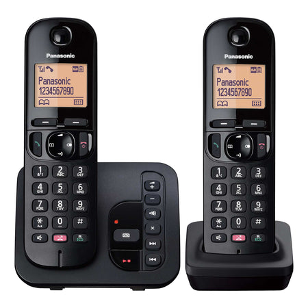 Panasonic KX-TGC262EB Cordless Phone, Twin Handset with Answering Machine Landline Phones Panasonic