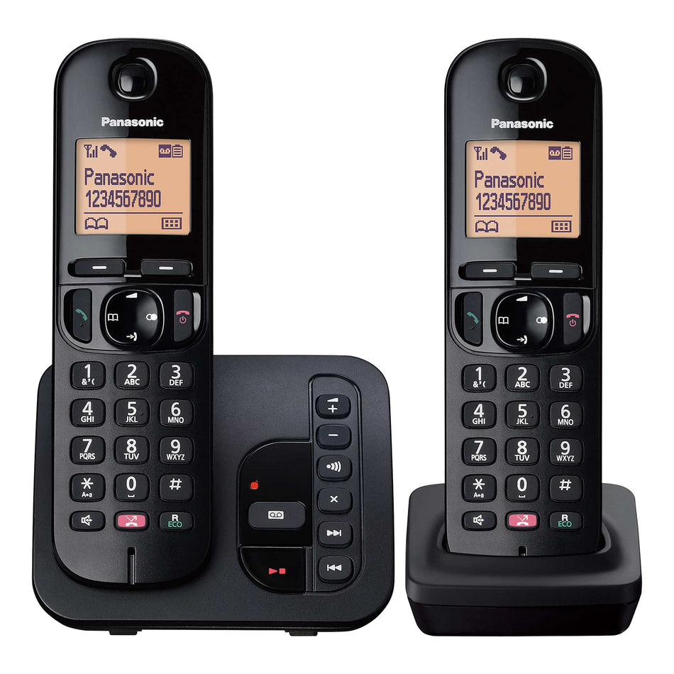 Panasonic KX-TGC262EB Cordless Phone, Twin Handset with Answering Machine Landline Phones Panasonic