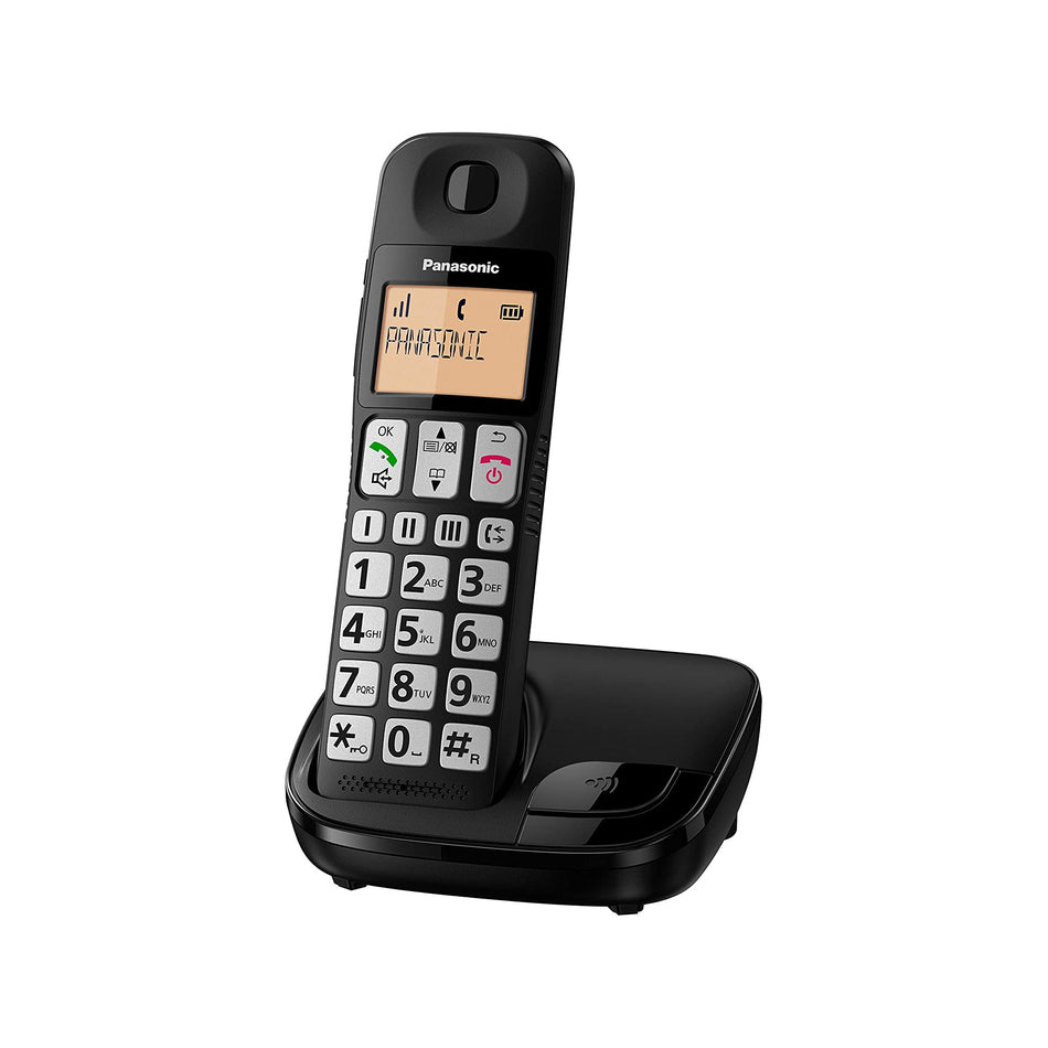 Panasonic KX-TGE110E Big Button Cordless Phone, Single Handset Landline Phones Panasonic