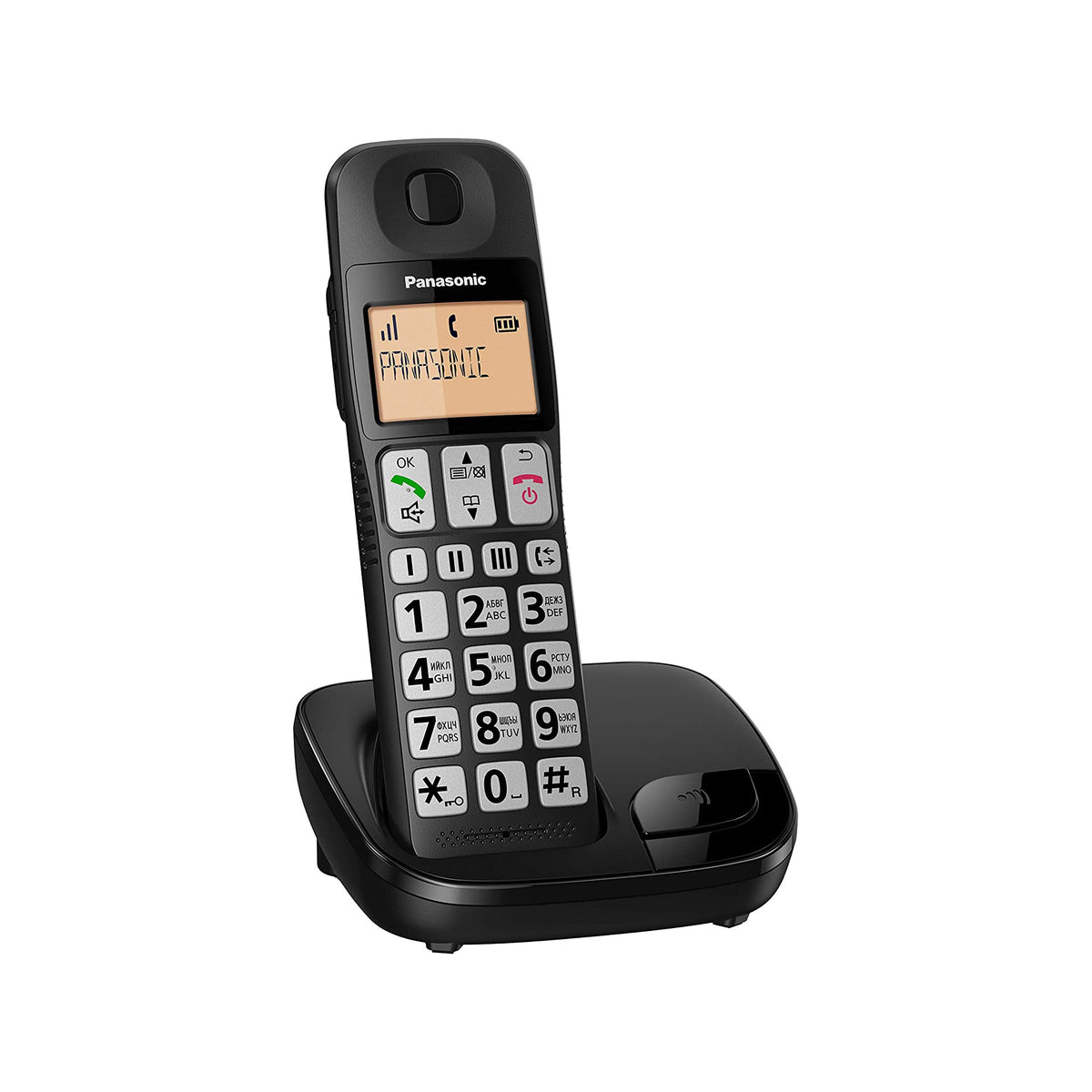 Panasonic KX-TGE110E Big Button Cordless Phone, Single Handset Landline Phones Panasonic