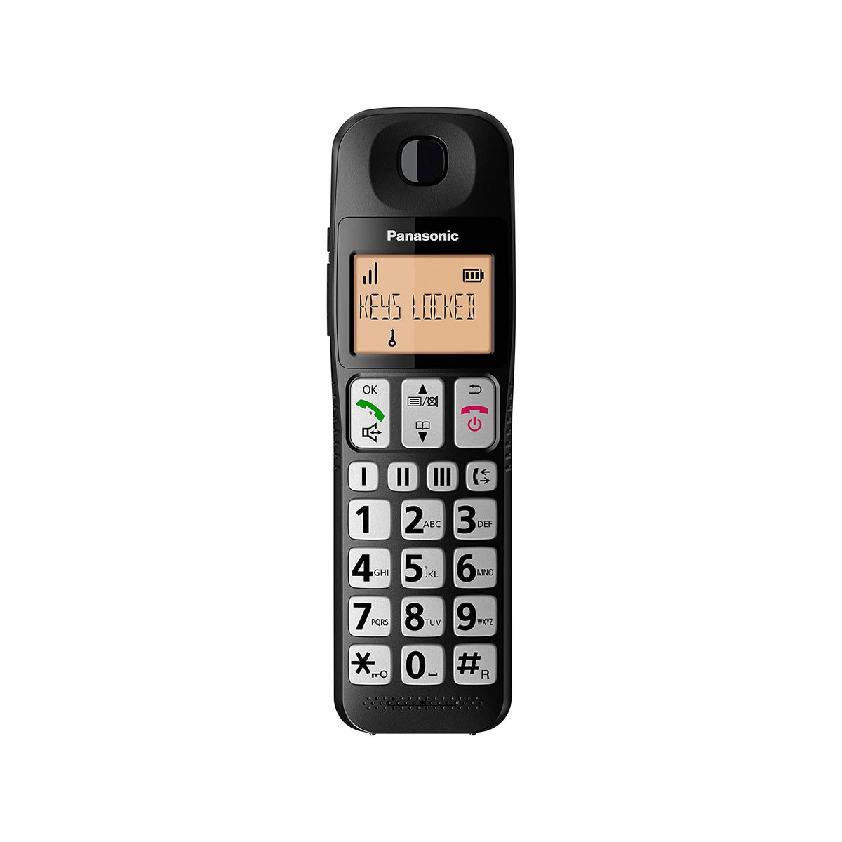 Panasonic KX-TGE110E Big Button Cordless Phone, Single Handset Landline Phones Panasonic
