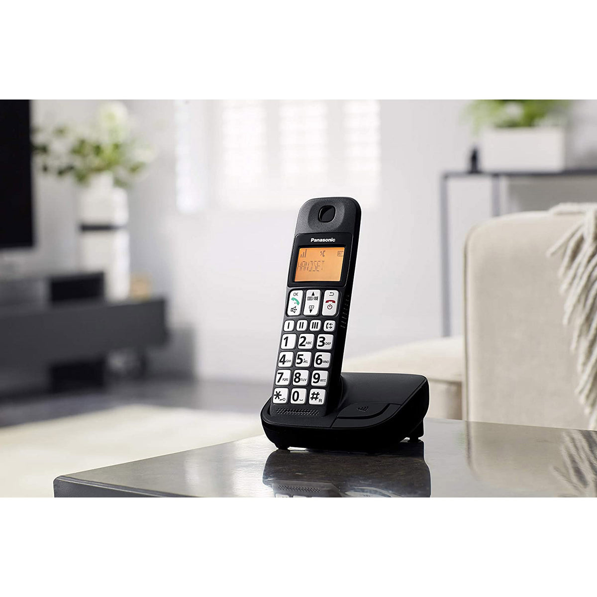 Panasonic KX-TGE110E Big Button Cordless Phone, Single Handset Landline Phones Panasonic