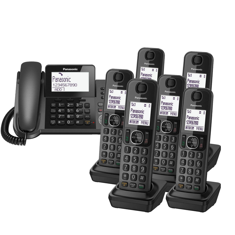 Panasonic KX-TGF327 Corded Phone & 6 Cordless Handsets Landline Phones Panasonic