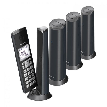 Panasonic KX-TGK224EB Designer Cordless Phone, Quad Handset with Answer Machine Landline Phones Panasonic