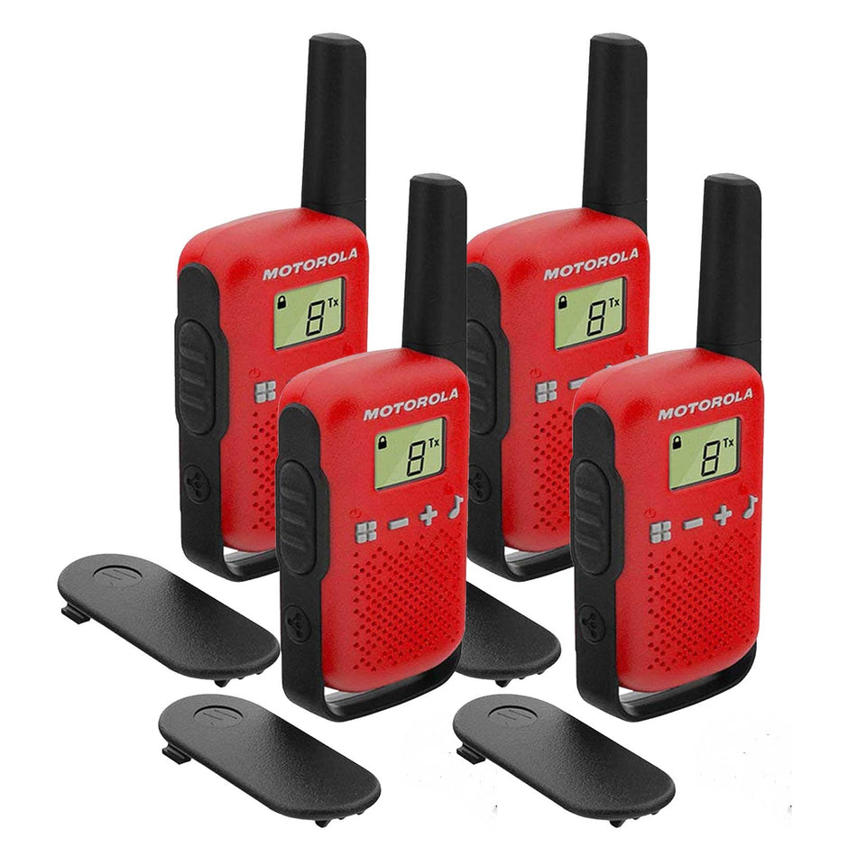 Motorola TALKABOUT T42 Quad Pack Two-Way Radios in Red