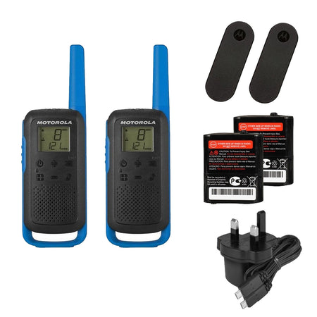Motorola TALKABOUT T62 Twin Pack Walkie Talkies in Blue Two Way Radios Motorola