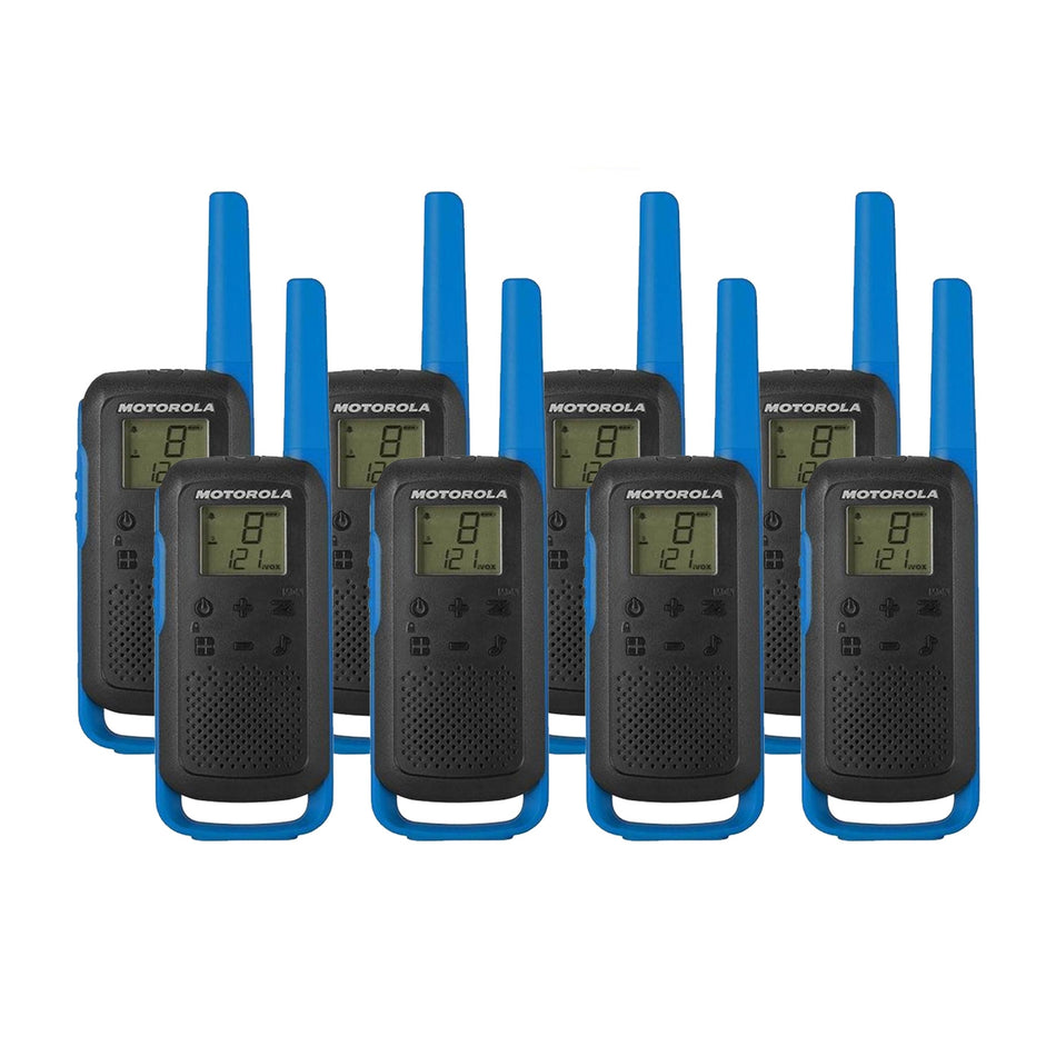 Motorola TALKABOUT T62 Eight Pack Walkie Talkies in Blue Two Way Radios Motorola