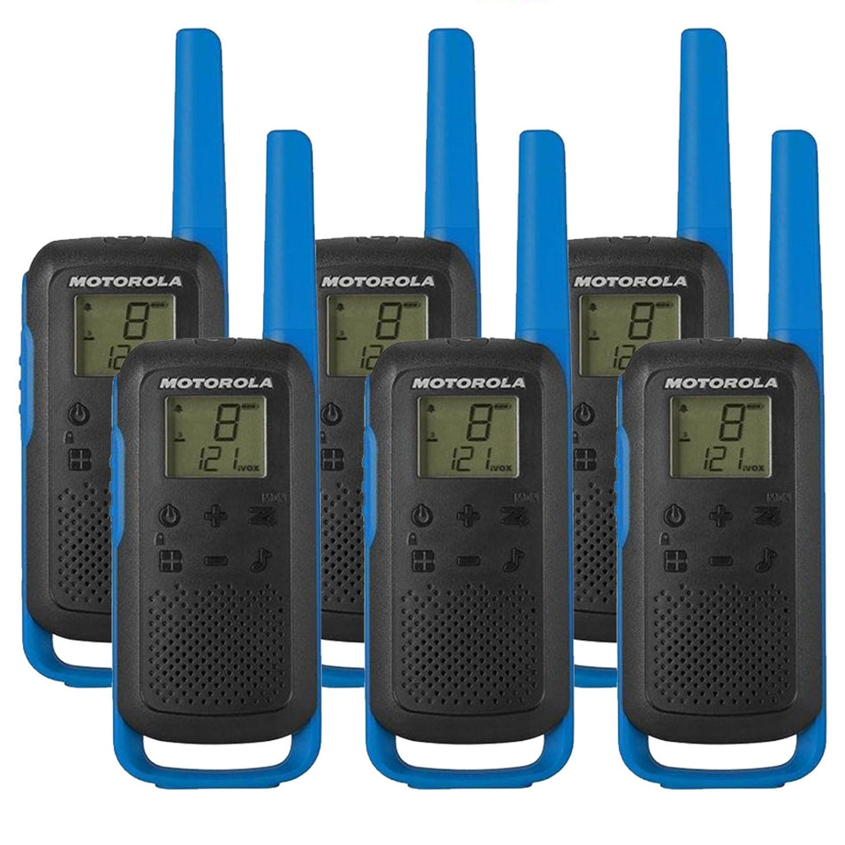 Motorola TALKABOUT T62 Six Pack Walkie Talkies in Blue Two Way Radios Motorola