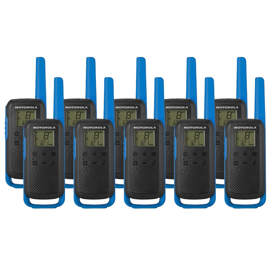 Motorola TALKABOUT T62 Ten Pack Walkie Talkies in Blue Two Way Radios Motorola